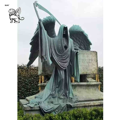 Bronze Santa Muerte Statue Saint Holy Death Statues Large Metal Cemetery Skeleton Angel Sculpture Outdoor