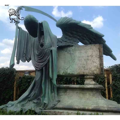 Bronze Santa Muerte Statue Saint Holy Death Statues Large Metal Cemetery Skeleton Angel Sculpture Outdoor