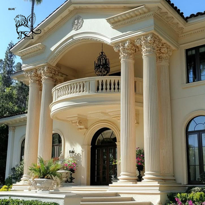 Round Stone Pillar Design Decorative Roman Columns White Marble Balcony Baluster Villa Luxury Fully Customized