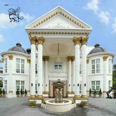 Round Stone Pillar Design Decorative Roman Columns White Marble Balcony Baluster Villa Luxury Fully Customized
