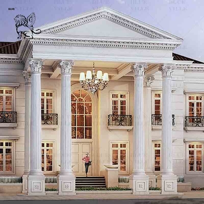Round Stone Pillar Design Decorative Roman Columns White Marble Balcony Baluster Villa Luxury Fully Customized