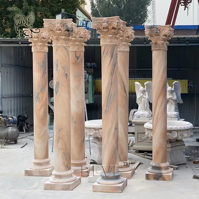 Round Stone Pillar Design Decorative Roman Columns White Marble Balcony Baluster Villa Luxury Fully Customized