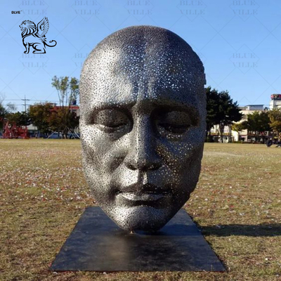 Stainless Steel Garden Smiling Face Sculpture Metal Face Statue White Steel Pipe Welding Modern Art Abstract Outdoor