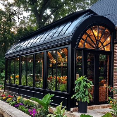 Wrought Iron Bay Window Green Metal Sun Room Glass Window Modern Popular Design Villa Houses