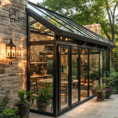 Wrought Iron Bay Window Green Metal Sun Room Glass Window Modern Popular Design Villa Houses
