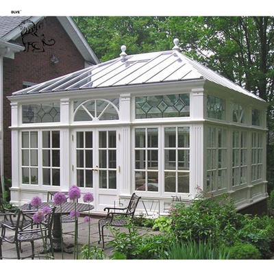 Wrought Iron Glass Sun Room Outdoor White Sturdy Movable Greenhouse Large Customized