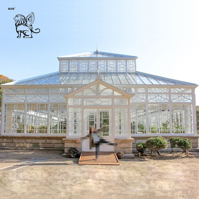 White Wrought Iron Sun Room Aluminum Toughened Glass Room Terrace Entrance Door Shade House European Luxury Villa