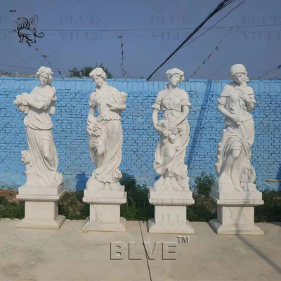 Four Seasons Goddess White Marble Sculpture Ancient Greek Lady Statue Garden Stone Carving Life Size Outdoor