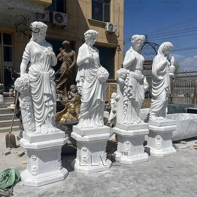 Four Seasons Goddess White Marble Sculpture Ancient Greek Lady Statue Garden Stone Carving Life Size Outdoor