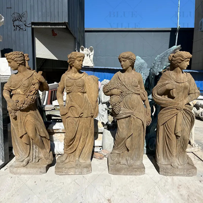 Four Seasons Goddess White Marble Sculpture Ancient Greek Lady Statue Garden Stone Carving Life Size Outdoor