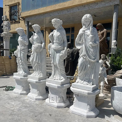 Four Seasons Goddess White Marble Sculpture Ancient Greek Lady Statue Garden Stone Carving Life Size Outdoor