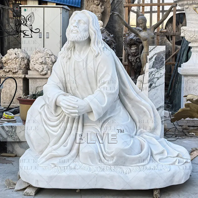 White Marble Jesus Statue Life Size Hand Carved Natural Stone Jesus Sculpture Christian Church Decorative