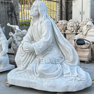 White Marble Jesus Statue Life Size Hand Carved Natural Stone Jesus Sculpture Christian Church Decorative