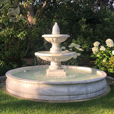 Marble Water Fountain 3 Tier White Round Fountain Hand Carved Outdoor Garden Decorative Custom
