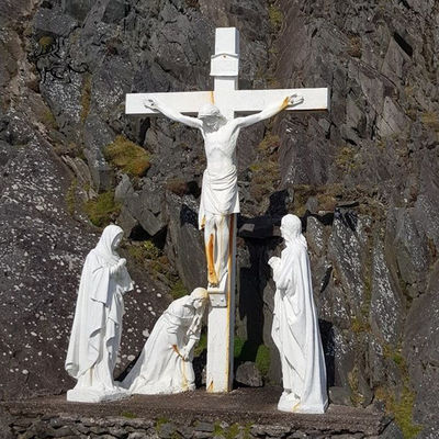 Crucifixion Marble Jesus Statue Jesus Dies on the Cross 14 Stations Sculpture Religious Outdoor Hand Carved