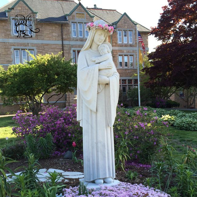 Marble Mother Mary Statues Life Size Virgin Mary Statue Holding Baby Jesus Religious Handcarved Outdoor