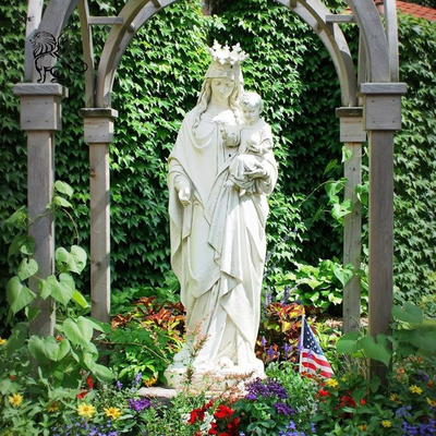 White Marble Mother Virgin Mary Statue Life Size Catholic Church Decor Garden Outdoor