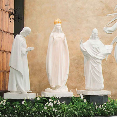 Our Lady of Fatima Statue Marble Virgin Mary Statues Kneeling Praying Life Size Saints Children Church Catholic Religious