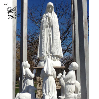 Our Lady of Fatima Statue Marble Virgin Mary Statues Kneeling Praying Life Size Saints Children Church Catholic Religious