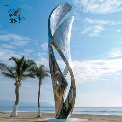 Stainless Steel Abstract Growth Sculpture Lighting Metal Art Mirror Garden Plaza Urban Large Outdoor