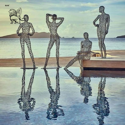 Stainless Steel Giant Statue Abstract Art Women Sculpture Metal Hollow Outdoor Customized