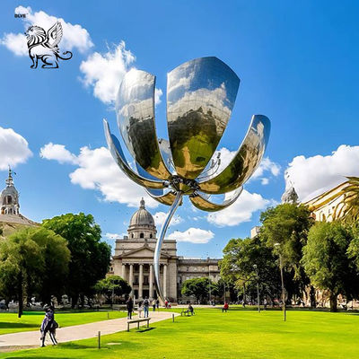 Giant Metal Art Mirror Flower Statues Stainless Steel Garden Huge Outdoor Sculpture Custom Size