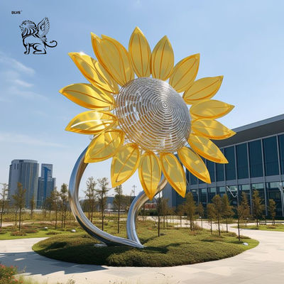 Giant Metal Art Mirror Flower Statues Stainless Steel Garden Huge Outdoor Sculpture Custom Size