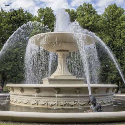 Natural White Marble Fountain Lion Ladies Statues Water Feature Stone Fountains Large Outdoor Villa Garden Custom