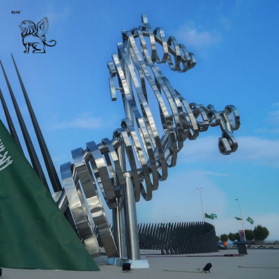 Stainless Steel Sculpture Lighting Modern Abstract Art Large Horse Statue Modern Landmark Outdoor Giant Saudi Arabia