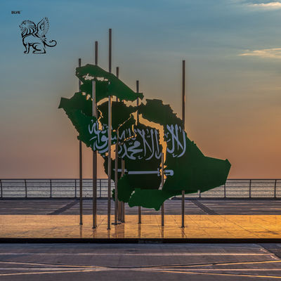 Stainless Steel 3D Wall Sculpture Landmark Saudi Arabia Metal Relief Sculptures Outdoor Large 2030 Custom