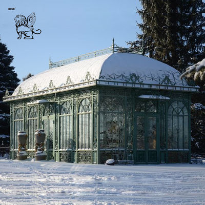 Wrought Iron Wedding Gazebo Glass Sun Room Pavilion Metal Steel Green House Victorian Style Outdoor Classical Custom