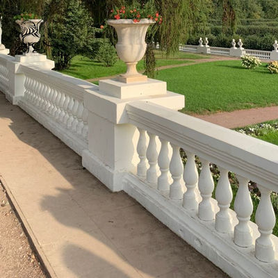 White Stone Handrail Balustrade Marble Small Pillar Balcony Railing Design Flowerpot Hand Carved Home Decor