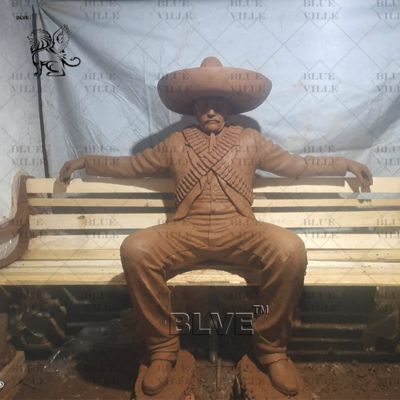 Bronze Sitting Cowboy Sculpture Life Size Copper Man Figure Statue Casting Park Landscape Decoration Outdoor