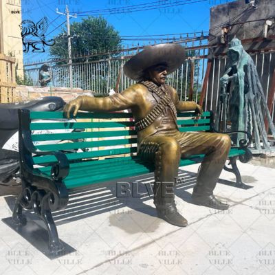 Bronze Sitting Cowboy Sculpture Life Size Copper Man Figure Statue Casting Park Landscape Decoration Outdoor