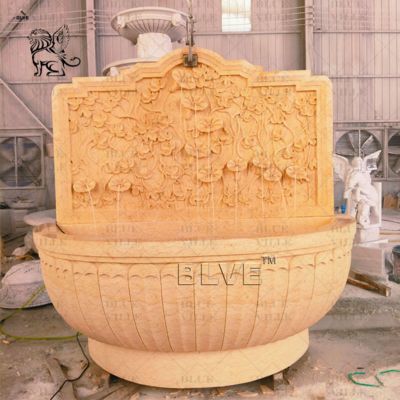 Beige Marble Wall Fountains Garden Flower Water Fountain Villa Outdoor Decorative