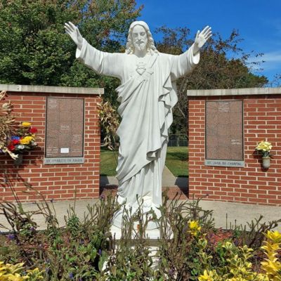 White Marble Jesus Statue Natural Stone Religious Sculpture Hand Craved Church Decoration Large