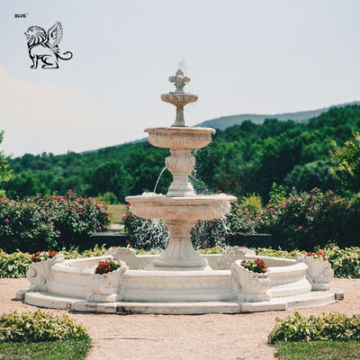 White Natural Marble Garden Fountain Villa Hotel Front Yard Fountains Outdoor Decoration Large