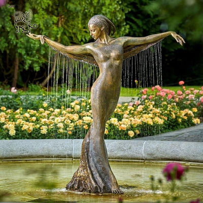 Brass Ballet Girl Fountains Life Size Bronze Woman Dancing Statue Modern Outdoor Public Art Decoration