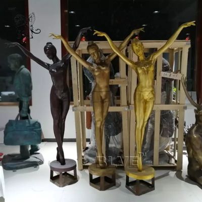 Brass Ballet Girl Fountains Life Size Bronze Woman Dancing Statue Modern Outdoor Public Art Decoration