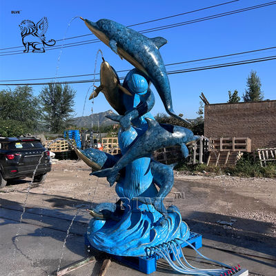 Bronze Garden Dolphin Fountain Metal Animal Large Water Fountains Outdoor Home Decorative Custom Custom