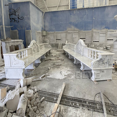 Marble Bench Park Natural Stone Garden Products Curve Benches Hand Carved Outdoor Decoration