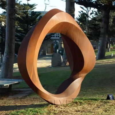 Corten Steel Circular Sculpture Rust Color Ring Statue Metal Large Outdoor Decoration