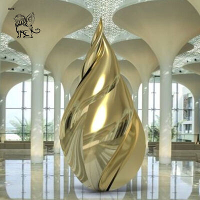 Kinetic Sculpture Stainless Steel Indoor Mirror Polished Abstract Art Modern Large Hotel Villa Lobby