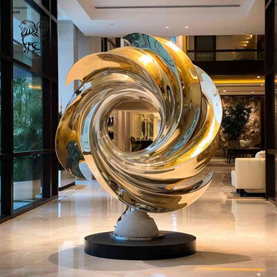 Gold Flower Stainless Steel Sculpture Lobby Metal Abstract Art Hotel Villa Statue Decorative Outdoor