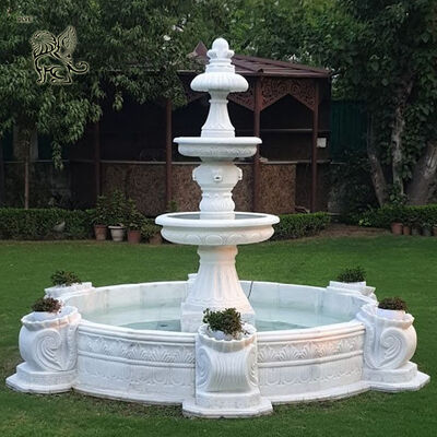 Marble Front Yard Fountain Stone 3 Tier Garden Water Fountains Large Modern Home Decoration