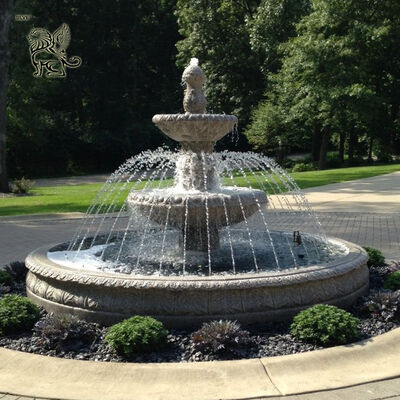 Marble Front Yard Fountain Stone 3 Tier Garden Water Fountains Large Modern Home Decoration