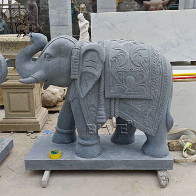 Bluestone Marble Elephant Statues Limestone Life Size Animal Statue Sculpture Decorative Villa Hotel Entrance