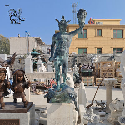 Bronze Perseus Statues with Medusa Head Sculpture Life Size Metal Greek Hero Figure Decorative Outdoor Garden