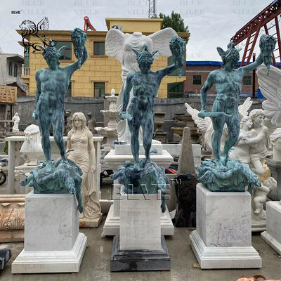 Bronze Perseus Statues with Medusa Head Sculpture Life Size Metal Greek Hero Figure Decorative Outdoor Garden