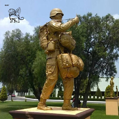 Bronze Soldier Statue Military Warrior Machine Gunner Memorial Hero Sculpture Life Size Metal Garden